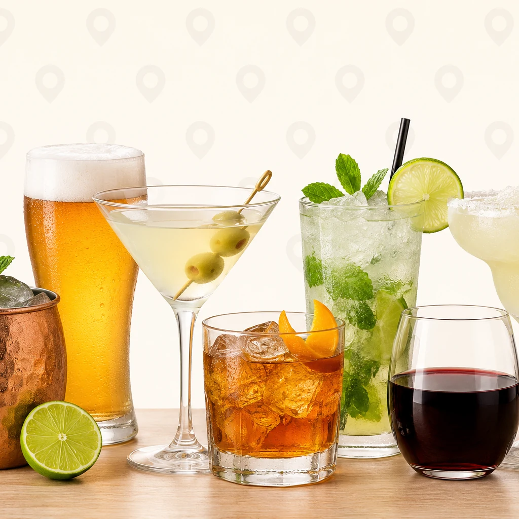 Assorted happy hour drinks